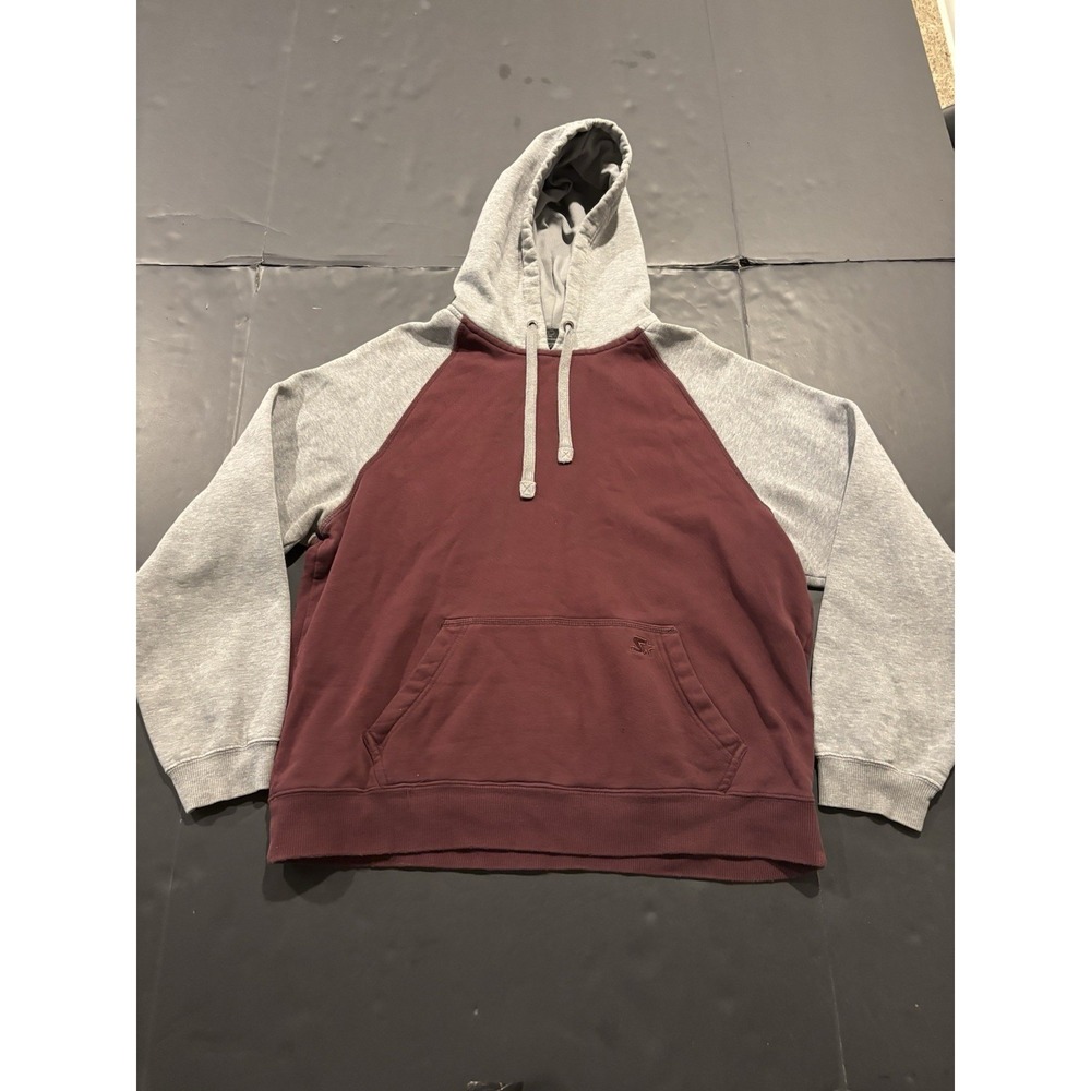 Starter Vintage Raglan Two-Tone Maroon and Grey Pullover Hoodie
